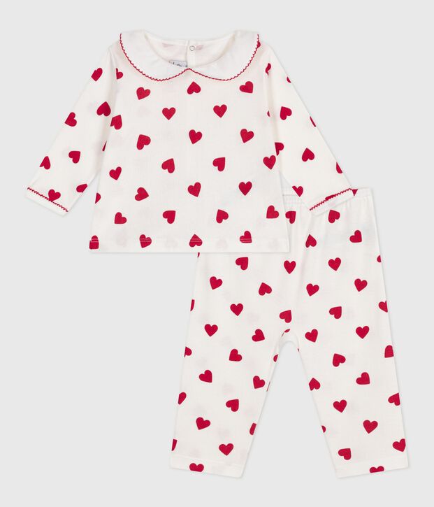 Pyjama 2 pi&egrave;ces b&eacute;b&eacute; imprim&eacute; c&oelig;urs blanc/rouge