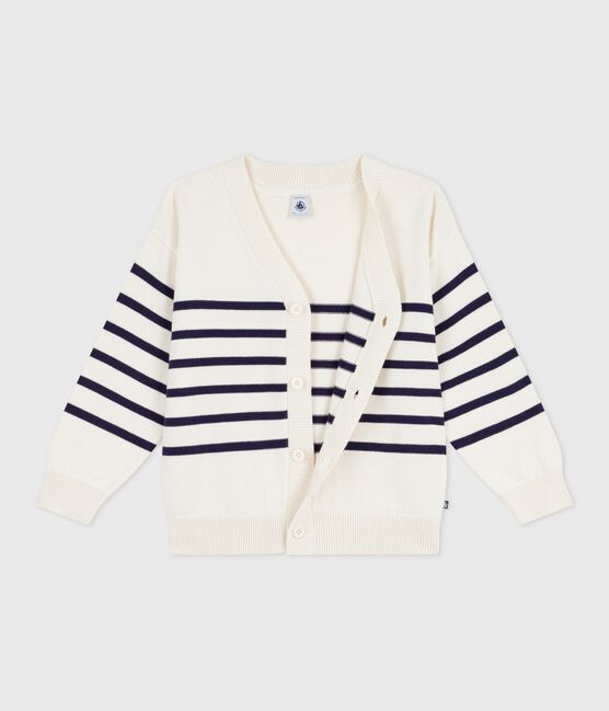 Cardigan enfant en coton rayé bleu MILK/ SOIR