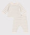 Ensemble bébé deux pièces en tricot laine et coton blanc MARSHMALLOW/ MONTELIMAR