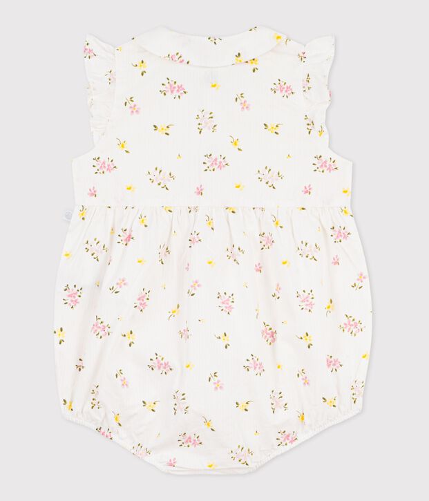 Barboteuse b&eacute;b&eacute; en coton, imprim&eacute;e fleurs blanc/multicouleur