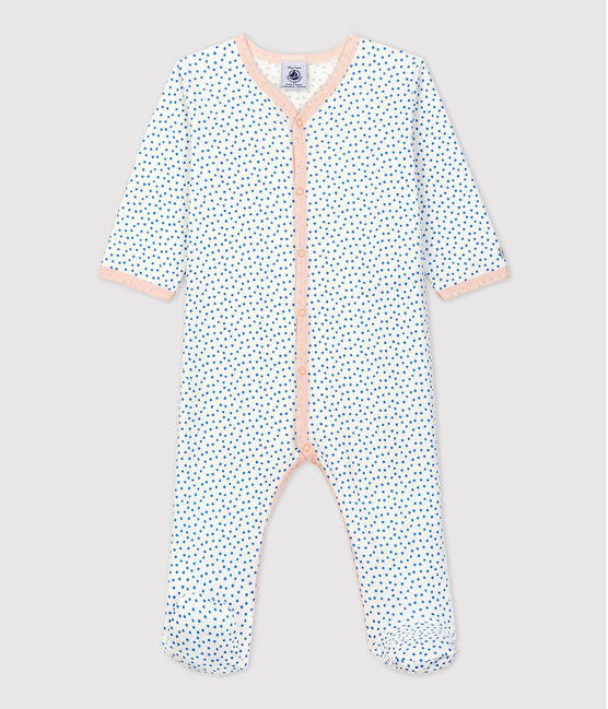 Dors-bien bébé en coton biologique blanc MARSHMALLOW/bleu BRASIER