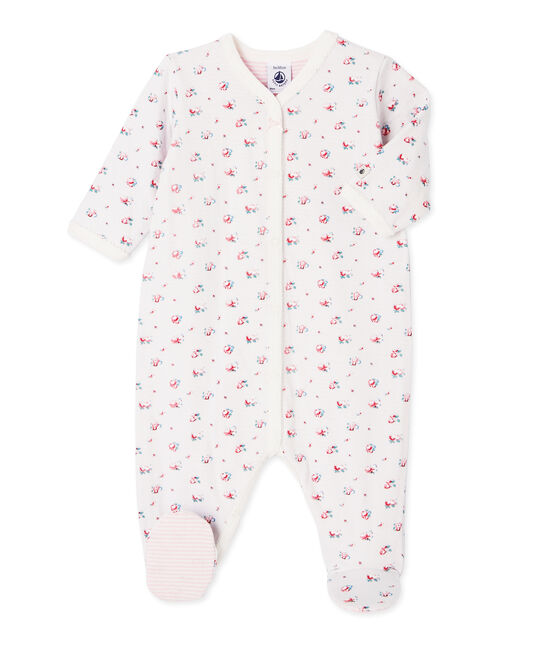 Dors bien bébé fille en tubique imprimé bleu BOCAL/blanc MULTICO