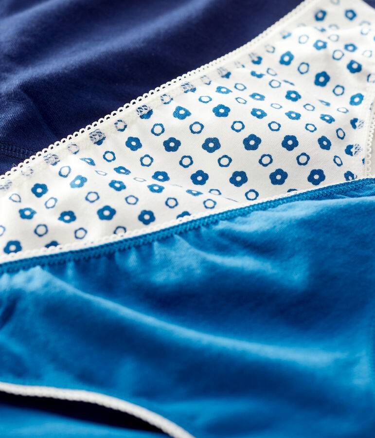 Lot de 3 culottes fleur graphique fille en coton biologique et &eacute;lasthanne multicouleur