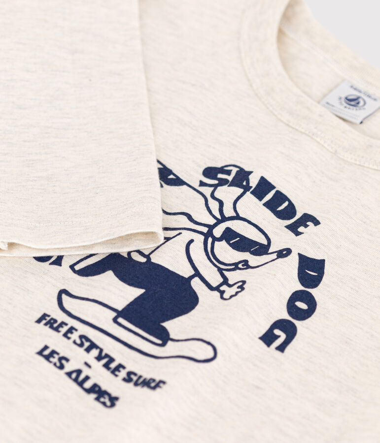 Tee-shirt manches longues en coton enfant fille / gar&ccedil;on beige MONTELIMAR CHINE