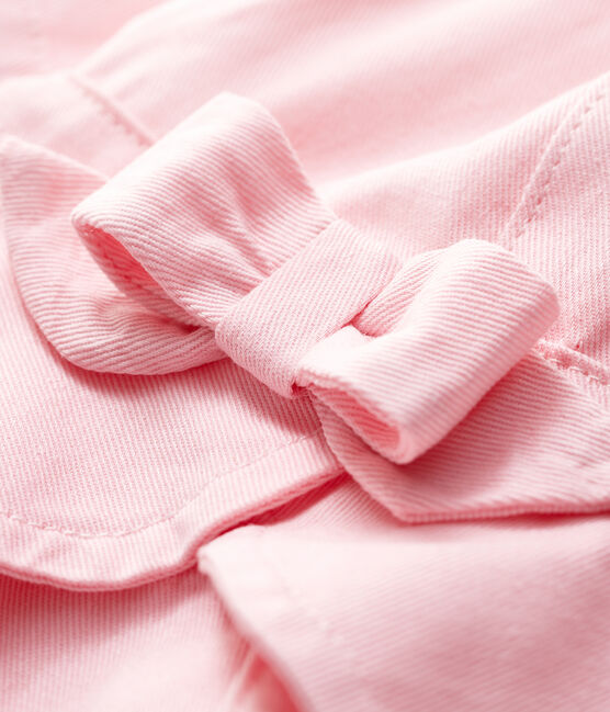 Capeline à nœud en twill uni bébé fille rose FLEUR