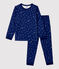 Pyjama jacquard flocons en laine et coton enfant bleu MEDIEVAL/blanc MARSHMALLOW