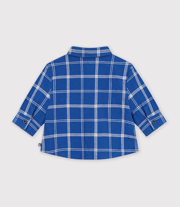 Chemise b&eacute;b&eacute; en flanelle &agrave; carreaux bleu/&eacute;cru