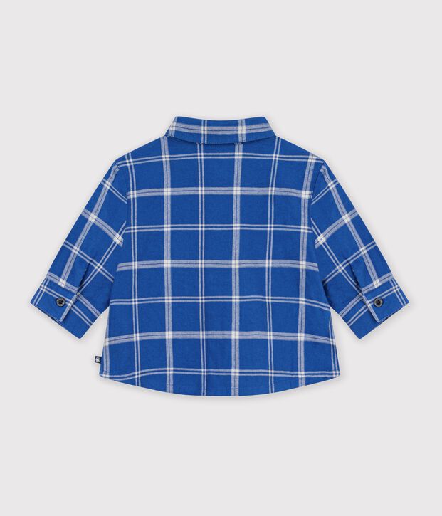 Chemise b&eacute;b&eacute; en flanelle &agrave; carreaux bleu/&eacute;cru