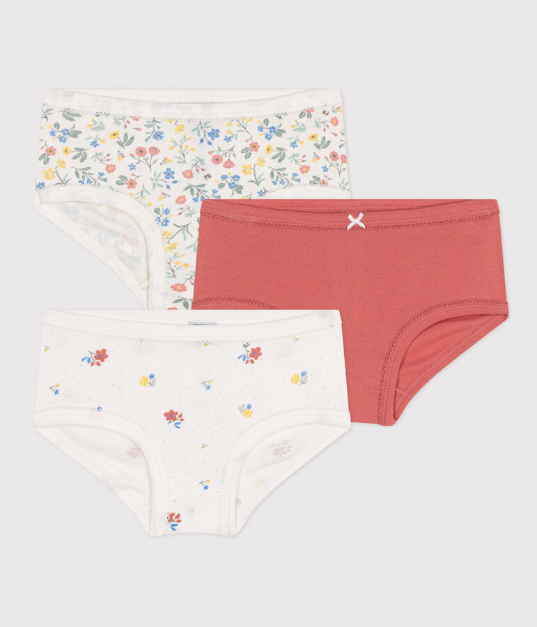Lot de 3 culottes taille haute fleurs en coton enfant variante 1