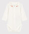Body à col brodé bébé en coton biologique blanc MARSHMALLOW
