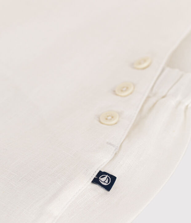 Salopette courte en lin b&eacute;b&eacute; blanc