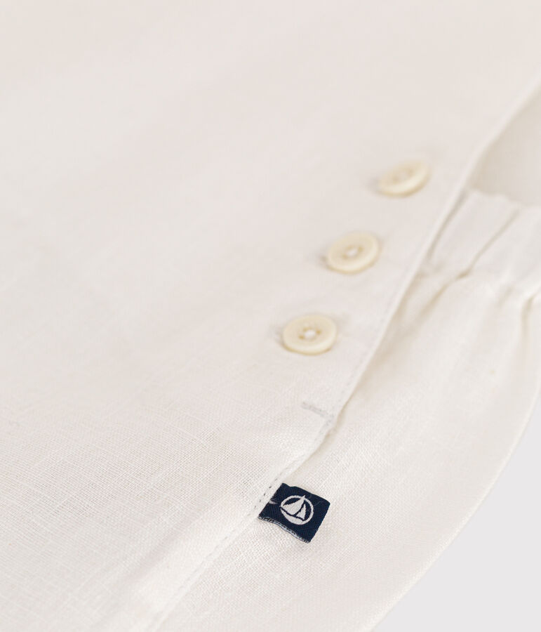 Salopette courte en lin b&eacute;b&eacute; blanc ECUME