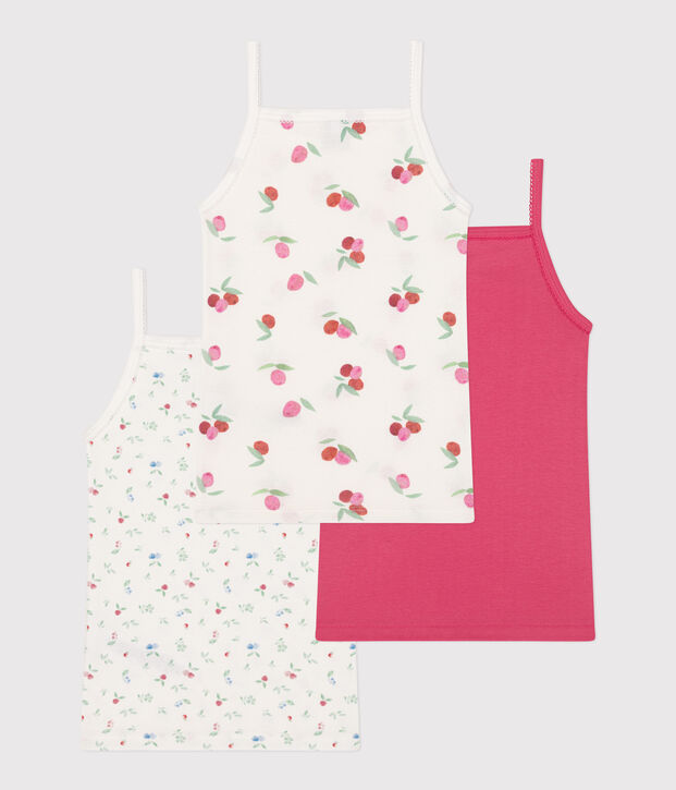 Lot de 3 d&eacute;bardeurs enfant en coton &agrave; fines bretelles fruits multicouleur