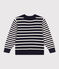 Pull rayé en laine et coton enfant bleu SMOKING/blanc MARSHMALLOW