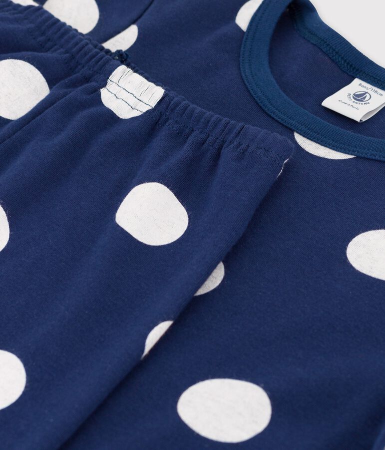 Pyjama &agrave; pois en coton enfant bleu/blanc