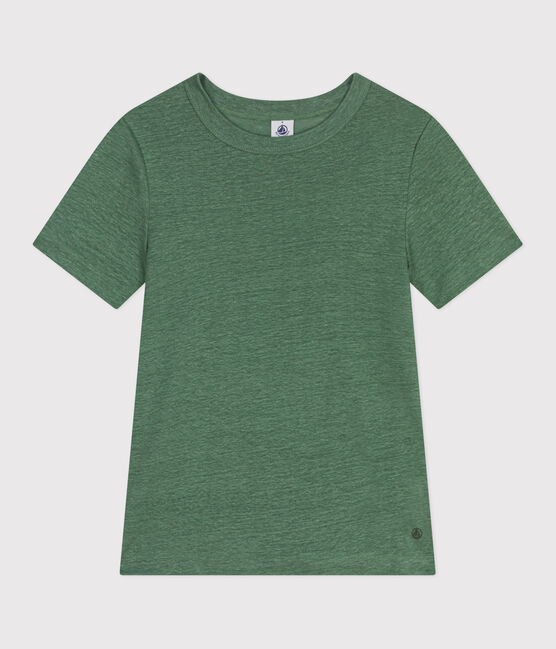 Tee-shirt Femme à manches courtes en lin vert PALMERAIE