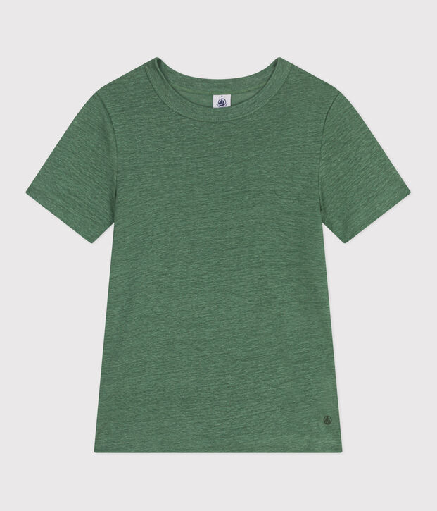 Tee-shirt Femme &agrave; manches courtes en lin vert