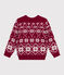 Pull enfant en laine et coton à motifs rouge AMARANTE/ AVALANCHE