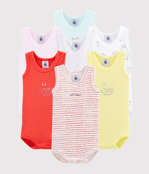 Lot surprise de 7 bodies sans manches b&eacute;b&eacute; gar&ccedil;on multicouleur