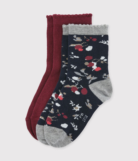 Lot de 2 paires de chaussettes colorées et à motif fleuri variante 1
