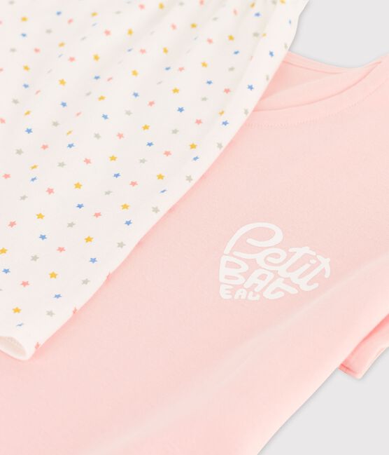 Pyjacourt fille rose en coton biologique rose MINOIS/blanc MULTICO