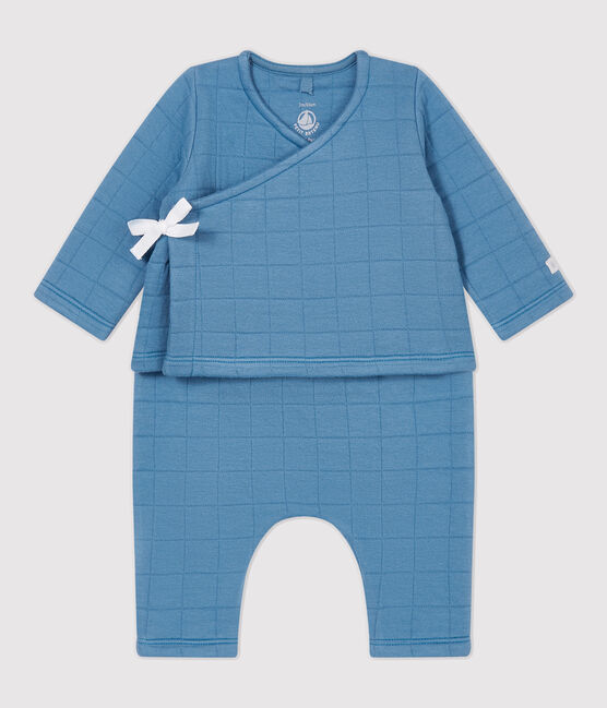 Ensemble 2 pièces bébé matelassés en coton biologique bleu POLOCHON
