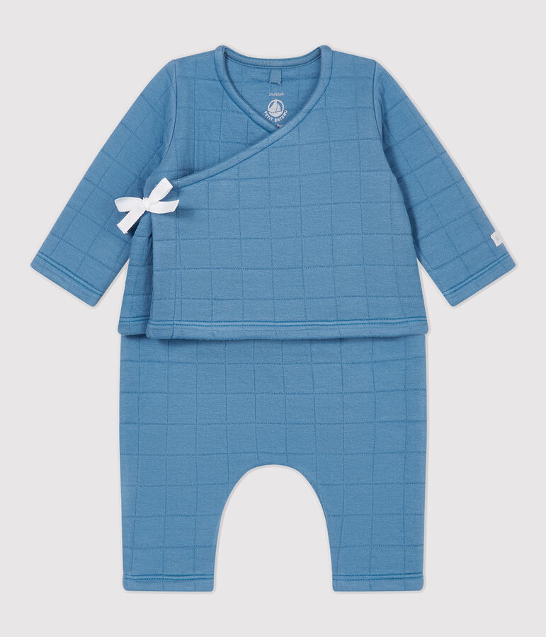 Ensemble 2 pi&egrave;ces b&eacute;b&eacute; matelass&eacute;s en coton biologique bleu POLOCHON
