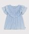 Blouse enfant en coton manches courtes unie bleu