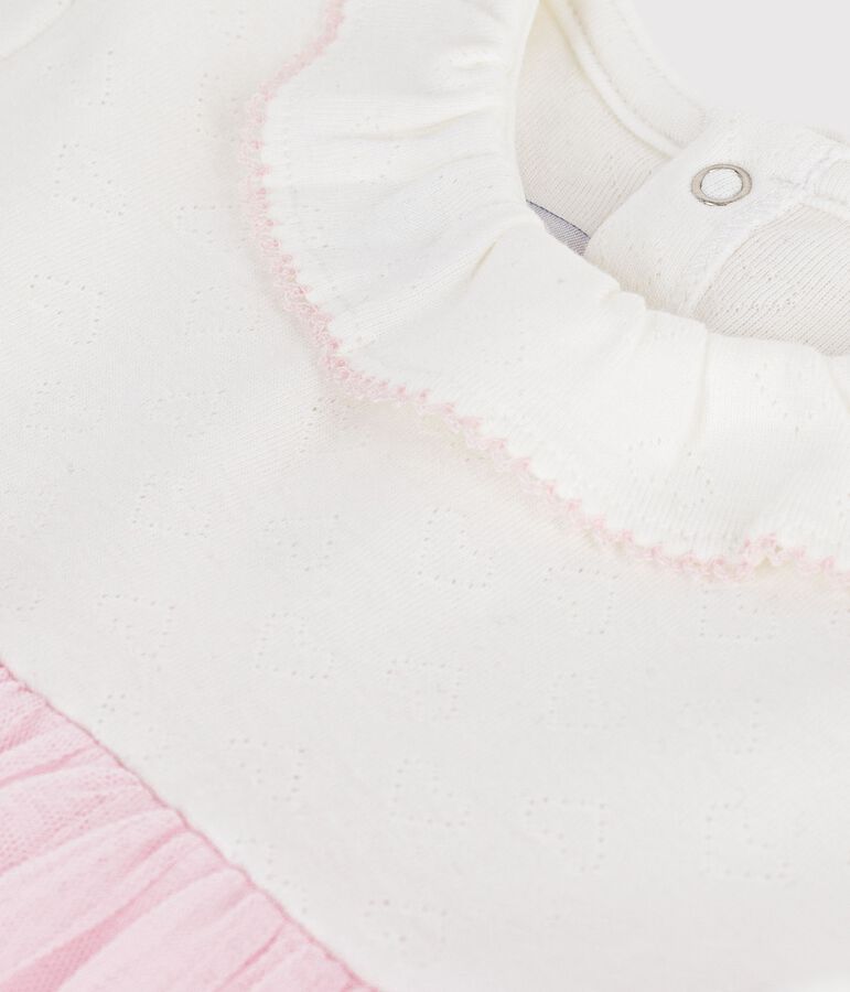 Robe b&eacute;b&eacute; bi-mati&egrave;re manches courtes rose/rose