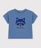 Tee-shirt b&eacute;b&eacute; en coton manches courtes uni &agrave; motif bleu
