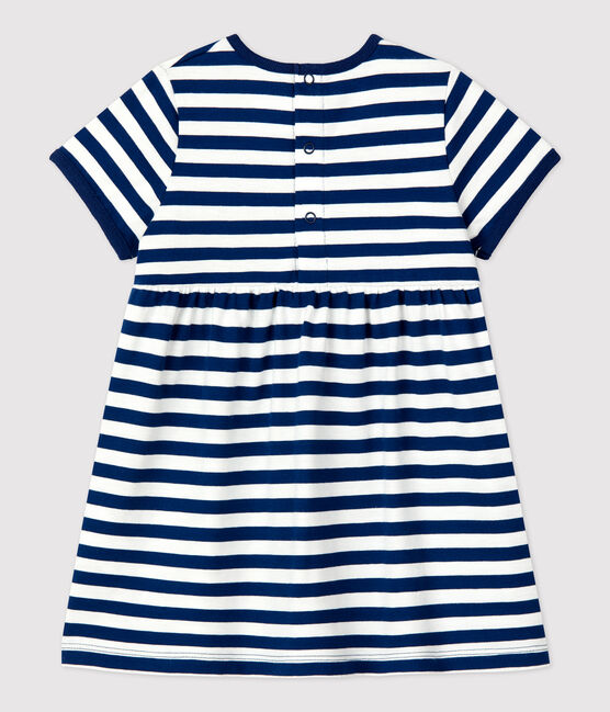 Robe manches courtes rayée en jersey bébé bleu MEDIEVAL/blanc MARSHMALLOW