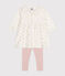 Ensemble robe manches longues et legging en coton bébé blanc MARSHMALLOW/blanc MULTICO