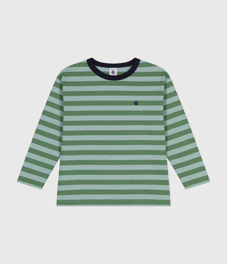 Tee-shirt manches longues en jersey fin enfant gar&ccedil;on vert PALMERAIE/ PAUL