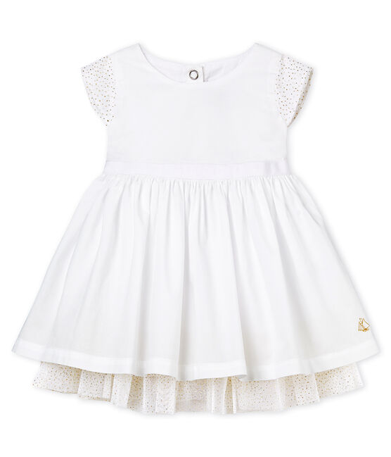Robe manches courtes de cérémonie bébé fille blanc ECUME