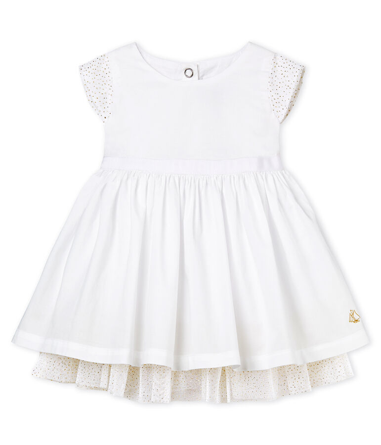 Robe manches courtes de c&eacute;r&eacute;monie b&eacute;b&eacute; fille blanc