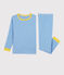 Pyjama rayé milleraies en coton enfant bleu BRASIER/gris MARSHMALLOW