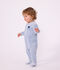 Pyjama b&eacute;b&eacute; en velours uni avec motif plac&eacute; bleu
