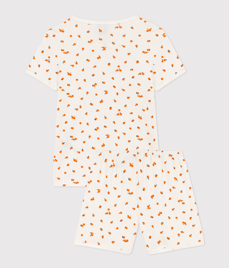Pyjacourt orangettes coton petite fille blanc MARSHMALLOW/blanc MULTICO