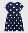 Robe manches courtes en coton enfant fille bleu MEDIEVAL/blanc MARSHMALLOW
