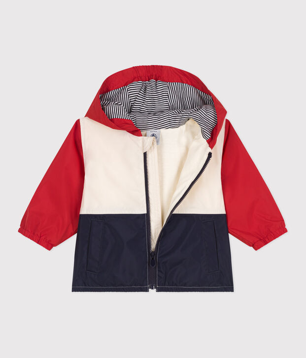Coupe-vent b&eacute;b&eacute; imprim&eacute; colorblock, doublure milleraies rouge/multicouleur