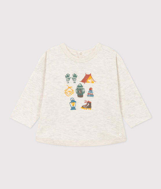Tee-shirt manches longues en tubique bébé beige MONTELIMAR CHINE