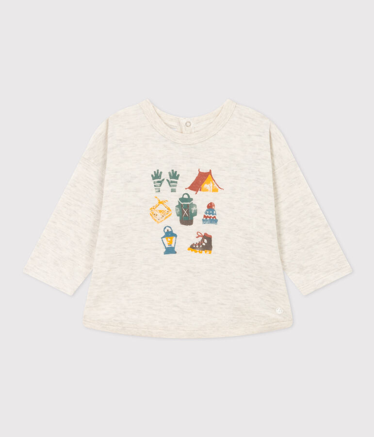 Tee-shirt manches longues en tubique b&eacute;b&eacute; beige MONTELIMAR CHINE