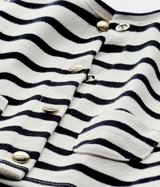 Cardigan bébé fille à rayures blanc MARSHMALLOW/bleu SMOKING
