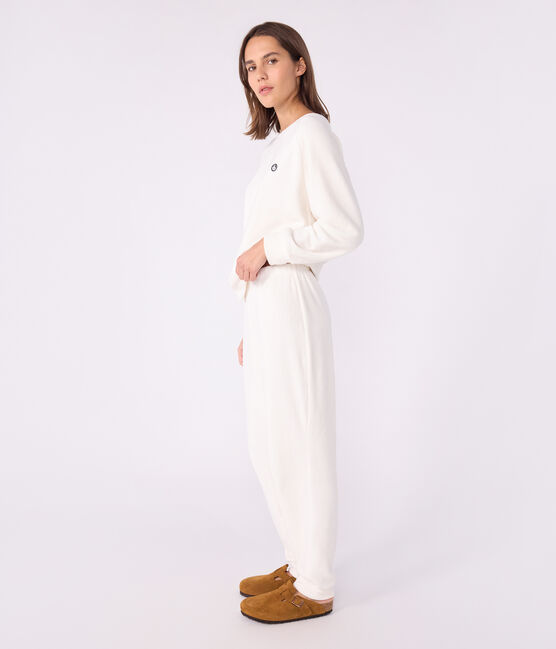 Pyjama femme en coton éponge uni écru MILK