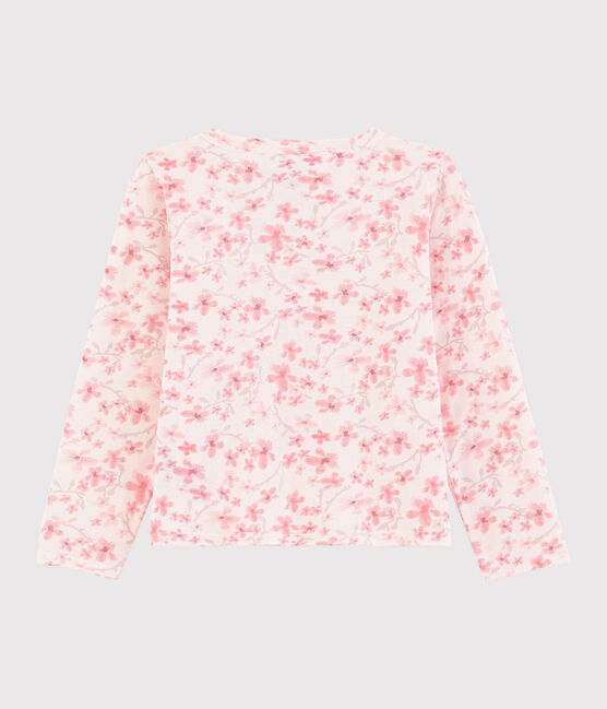 Cardigan en jersey piqué enfant fille rose FLEUR/blanc MULTICO