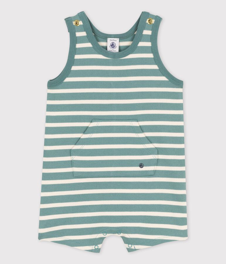 Combinaison courte en jersey &eacute;pais b&eacute;b&eacute; vert/&eacute;cru