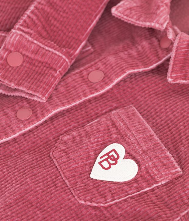 Chemise enfant en velours uni rose