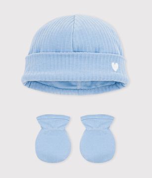 Lot bonnet naissance et chaussons à rayures bébé en tubique variante 1