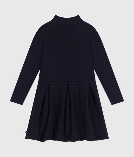 Robe manches longues unie enfant fille bleu SMOKING
