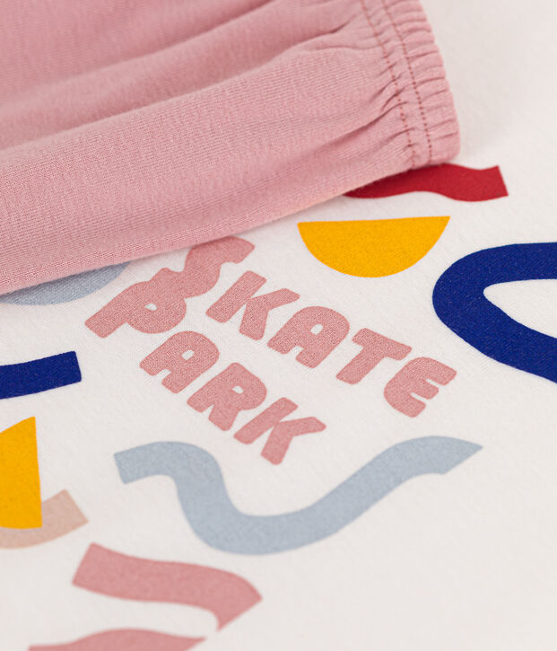 Pyjama short uni en coton enfant blanc/multicouleur